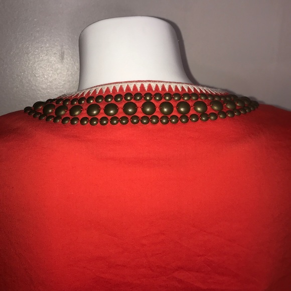 Anne Klein Bright Orange Summery Brass Bead Top - Picture 10 of 14